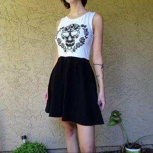 Summer Dress with Skull and Roses Decal